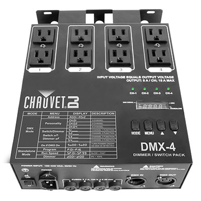 Gradateur 4 canaux DMX 5A/CANAL 15A/TOTAL